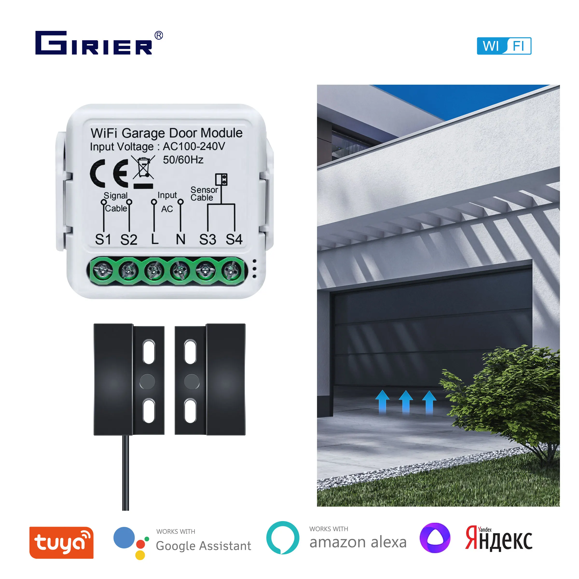 kf-S67270397270040f1a032f929a72eceb5f GIRIER WiFi Smart Garage Door Opener Controller Works with Alexa Google Home Assisant Alice App Remote Control No Hub Required - Imagine 1