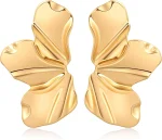 48mm Silver/ Gold Plated Zinc Alloy Flower Petal Dangle Earrings For Women Simple Jewelry Gift For Christmas