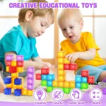 Magnetic Building Blocks Toy Transparent Magnetic Cubes Construction Set Preschool STEM Educational Sensory Toys Gift - Imagine 2