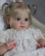 60CM Maggie Handmade High Quality Soft Vinyl Silicone Reborn Toddler Detailed Lifelike Hand-rooted hair Collectible Art Doll - Imagine 4