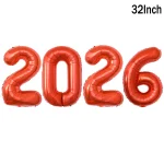 4pcs Christmas 2026 Foil Balloons 32/40Inch New Year Decor Balloons Xmas Baloon Chinese Spring Helium Baloon Festival Party Supp - Imagine 5
