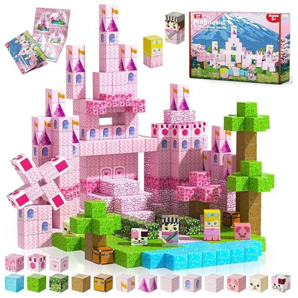 Magnetic Building Blocks Mine World Magnet Cube Set STEM Montessori Sensory Toy for Kids Boys Girls Ages 3+ DIY Model Children