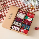 New Boxed Christmas Socks, New Autumn and Winter Women's Warm Wool Socks, Cute Medium Tube Elk Women's Socks