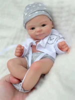 33cm Painted Solid Silicone Bebe Reborn Girl and Boy Soft Touch Washable Silicone Newborn Baby Dolls For Christmas's Gift - Imagine 4