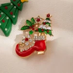 Christmas diamond pin elk sleigh boots exquisite brooch Shirts Accessories Metal Badge Jewelry Gift For Friends Merry Chrismas - Imagine 2