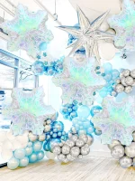1/3/6pcs transparent snowflake aluminum foil balloons, ice and snow theme party, birthday, Christmas, winter party, New Year - Imagine 3