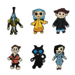 Coraline Doll Horror Animated Film Enamel Pins Punk Character Metal Brooch Backpack Badge - Halloween Accessory Gift for Friends - Imagine 5