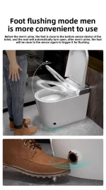 Smart Toilet Built in Water Tank Toilet Heated Seat Elongated Toilet Night Light Built-in Automatic Flip Cover Bidet Seat - Imagine 6