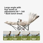 Folding Recliner Portable Camping Chair with Adjustable Backrest and Cotton-Filled Seat for Travel Beach Fishing Outdoor Chair - Imagine 6