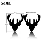 Cute Deer Head Stud Earrings Black for Women Fashion Deer Horn Earings Stainless Steel Christmas Jewelry Girls Piercing Gift - Imagine 3