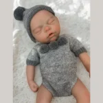 1PC/ 2 Styles Open Mouth 13Inch Solid Silicone Bebe Reborn Girl Doll Soft Touch Handmade Newborn Baby Girls Perfect As Gifts - Imagine 3