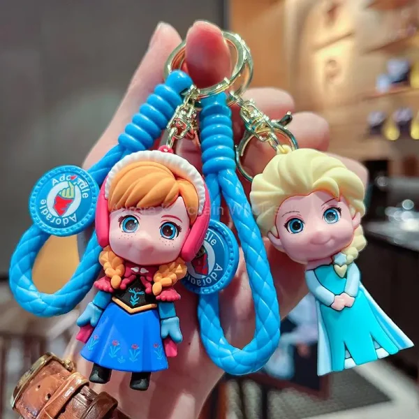 Anime Disney Keychain Frozen Mickey Mouse Minnie Lilo & Stitch Doll Keyring Ornament Key Chain Car Pendant Kids Toys Gift
