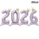 4pcs Christmas 2026 Foil Balloons 32/40Inch New Year Decor Balloons Xmas Baloon Chinese Spring Helium Baloon Festival Party Supp - Imagine 4