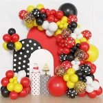 116pcs Cartoon Mouse Themed Balloon Set - Red, Yellow, Black for kids Birthday Party Decoration