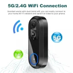 5G 2.4G WiFi Video Doorbell 1080P Wireless Bell Tuya APP Smart Intercom Camera IP65 Waterproof Ring Bell with 7000mAh Battery - Imagine 2
