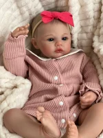 NPK 19inch Meadow Reborn Baby Doll Newborn Baby Size Real Picture Handmade 3D Skin Painted Hair Visible Veins - Imagine 6