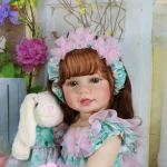 Reborn Toddler Girl Doll -22 inch Garden Play Baby with 3D Painted Skin on full vinyl with Rooted hair Christmas Gift