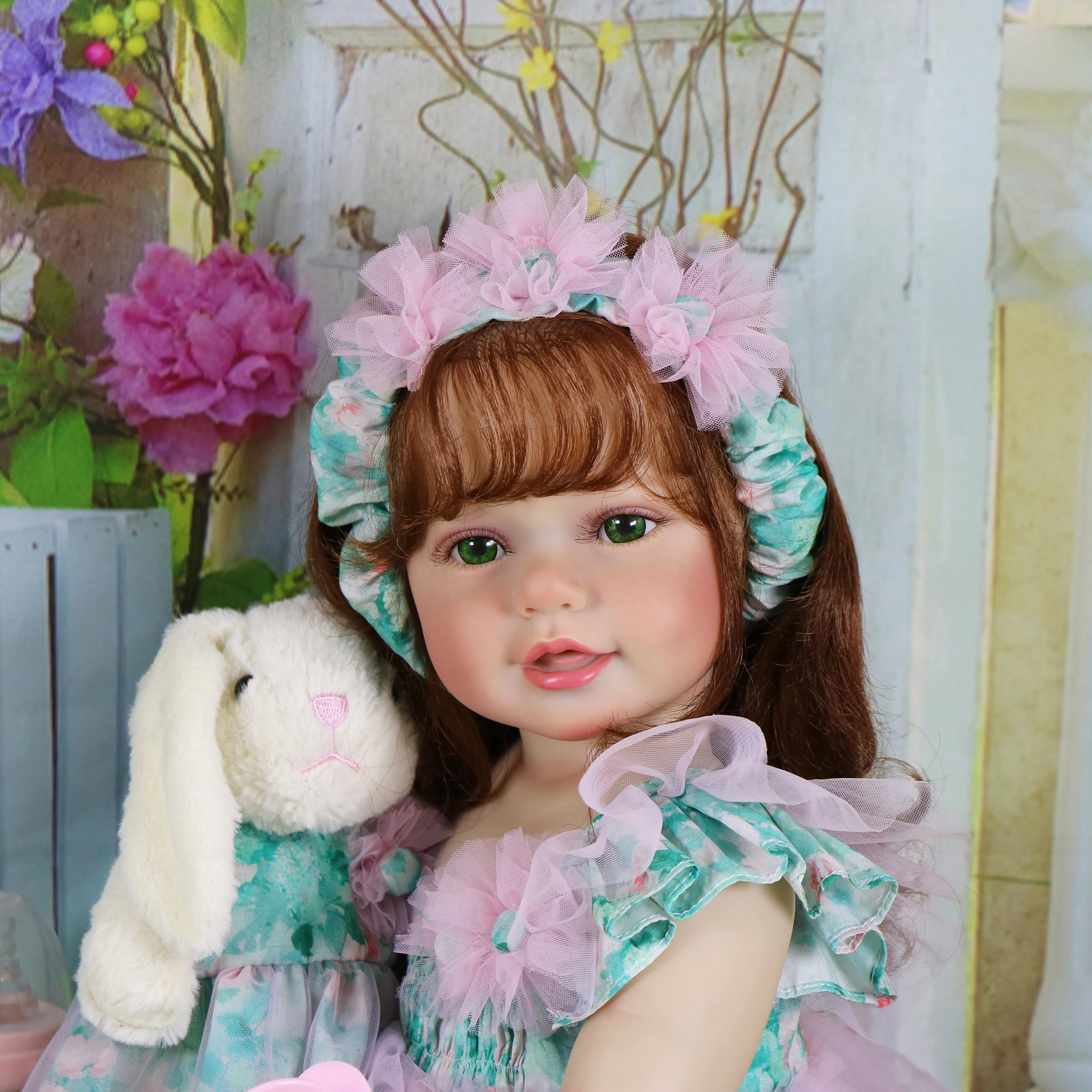 kf-S80aa9cf483d84d68a1fb2862e3160a3aJ Reborn Toddler Girl Doll -22 inch Garden Play Baby with 3D Painted Skin on full vinyl with Rooted hair Christmas Gift - Imagine 1
