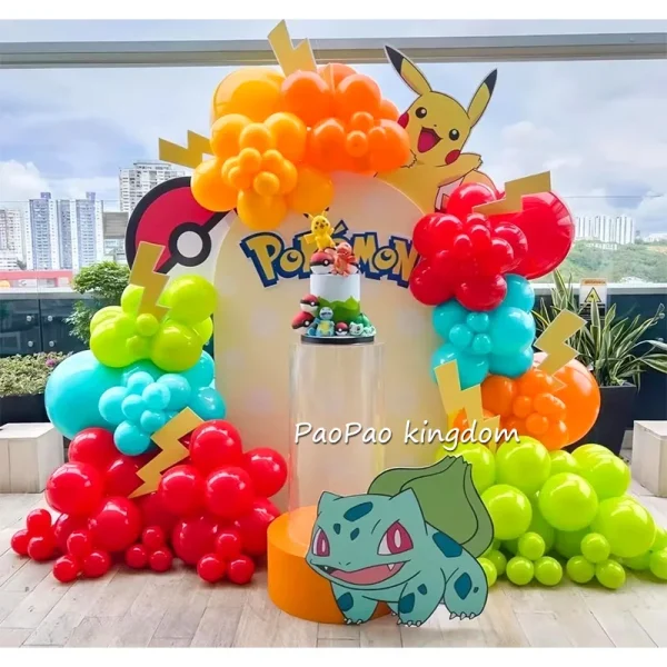 Cute Pokemon Pikachu Theme Arch Garland Foil Balloons Set Latex Balloon Kids Birthday Baby Shower Party Decor Gifts