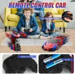 1:18 RC Transforming Car Robot Toy for Kids – 2.4GHz Remote Control Drift Racing Vehicle with LED Lights, Boys Rechargeable Gift - Imagine 5