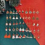 50pcs Christmas Party Random Style Earring Set Cute Alloy Oil Drop Christmas Tree Snowman Gift-giving Earring Combination - Imagine 2