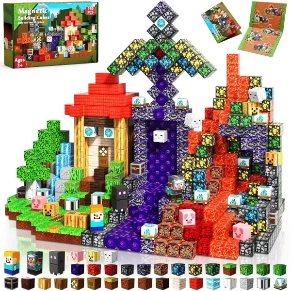 Magnetic Blocks 100PCS Magnetic Building Cube Game,STEM Montessori Stacking Toy for Children Constructions Toys for Boys & Girls