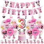 Minnie Mouse Birthday Party Decorations Tableware Set Birthday Decorations Full Set Pink Balloons Banner Candy Box Kids Favors - Imagine 5