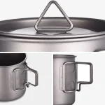 PACOONE Camping Mug Titanium Cup Tourist Tableware Picnic Utensils Outdoor Kitchen Equipment Travel Cooking Set Cookware Hiking - Imagine 3