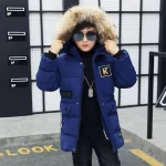 Boys Long Jacket Coat Overcoat Cotton 2024 Blue Black Khaki Warm Thicken Winter Plus Size Children's Clothing - Imagine 3