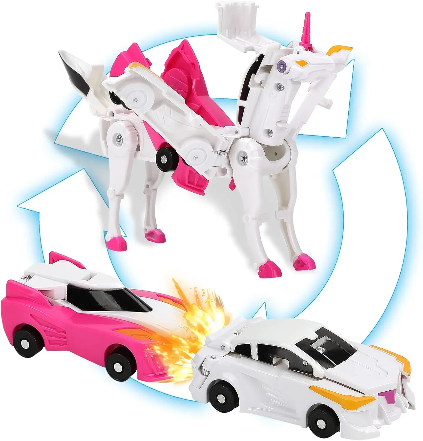 kf-S886dba4adc6d4b0f9fc9298342d9d911a Transform unicorn car toys, children transform action characters, robot car sets, children's collision deformation cars - Imagine 1