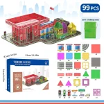 Kid Magnetic Tiles Road Set Boy Toy Gas Station Magnetic Tiles Scene Construction Road Building Preschool Activities Sensory Toy - Imagine 3