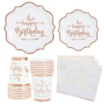 Rose Gold Party Decorations Plate Napkin Cup Paper Tableware Background Balloons Girls Wedding Birthday Decor Supplies Full Set - Imagine 3