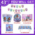Gabby Dollhouse Birthday Party Decoration Set Paper Napkins Plates Cups Girls Tableware Supplies Boys Baby Shower for Kids Gifts - Imagine 3