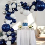 Navy Blue White Balloons Arch Garland Kit Silver Confetti Ballon First Birthday Party Decorations Graduation Wedding Baby Shower - Imagine 3