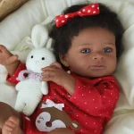 50 cm Reborn Doll Baby Doll Vinyl Limbs with 3D Painted Skin Realistic Soft Cloth Body African American Doll Toy Christmas Gift - Imagine 3