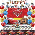 Cars Birthday Party Decoration Set Lightning Mcqueen Theme Tablecloth Banner Cake Topper Balloon for kids Party Supplies