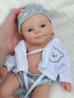 33cm Painted Solid Silicone Bebe Reborn Girl and Boy Soft Touch Washable Silicone Newborn Baby Dolls For Christmas's Gift - Imagine 6