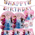 Pink Disney Frozen Birthday Party Decoration Supplies Kit Girls Frozen Elsa Anna Paper Background Banner Balloons Happy Birthday - Imagine 5
