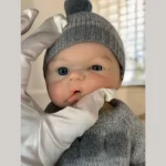 1PC/ 2 Styles Open Mouth 13Inch Solid Silicone Bebe Reborn Girl Doll Soft Touch Handmade Newborn Baby Girls Perfect As Gifts - Imagine 2