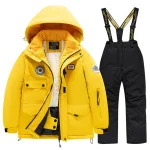 Winter children's skiing suit for boys and girls, windproof and waterproof thick coat for warmth and snow playing equipment - Imagine 2