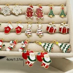 50PCS/10PCS Christmas Theme Earrings Vintage Metal Santa Earrings for Designing Women Fashion Christmas Gifts - Imagine 5