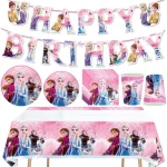 Pink Disney Frozen Birthday Party Decoration Supplies Kit Girls Frozen Elsa Anna Paper Background Banner Balloons Happy Birthday - Imagine 6