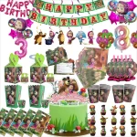 Animation Girl And Bear Birthday Party Decorations Disposable Tableware Plate Cup Napinks Supplies Balloons Backdrop Kids Gifts