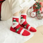 5 Pairs Ladies' Socks Pack New Christmas Cute Cartoon Colorful Kawaii Floor Socks Thickened Warm Comfortable Coral Fleece Socks - Imagine 3