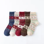 New Boxed Christmas Socks, New Autumn and Winter Women's Warm Wool Socks, Cute Medium Tube Elk Women's Socks - Imagine 6