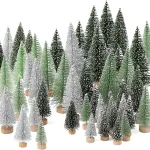 Mini Christmas Trees Different Size Craft Artificial Wooden Base Mini Christmas Tree Xmas Home Party New Year 2025 Decoration