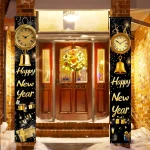 Black Gold 2026 Happy New Year Backdrop Door Banner Christmas New Year Party Decoration Background Photo Shoot Props Home Gifts - Imagine 2