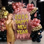 1set 2026 Happy New Year 16inch Letter Balloon Foil Banner New Years Eve Backdrop Home DIY Party Balloon Celebration Decoration - Imagine 3