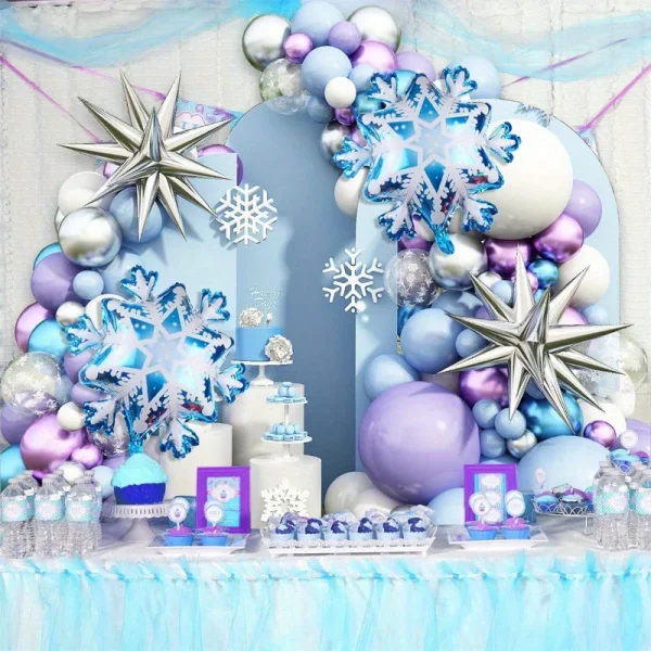 Snow Balloon Wreath Arch Kit Christmas Winter Party Birthday Anniversary Holiday Celebration Theme Event Decoration