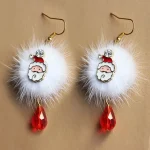 Luxury Earrings Fashion Plush Santa Snowman Deer Crystal Christmas Tree Stud Earrings Holiday Gifts Earrings for Women - Imagine 3